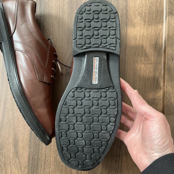 Nunn Bush Leather Oxford Plain Toe Shoes Dynamic Comfort SZ 13